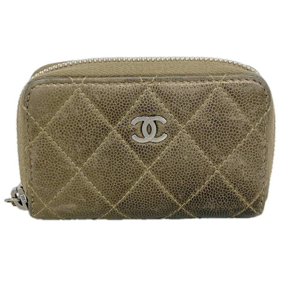 Chanel Matelassé Caviar Leather Wallet/Coin Case, Brown, Women's